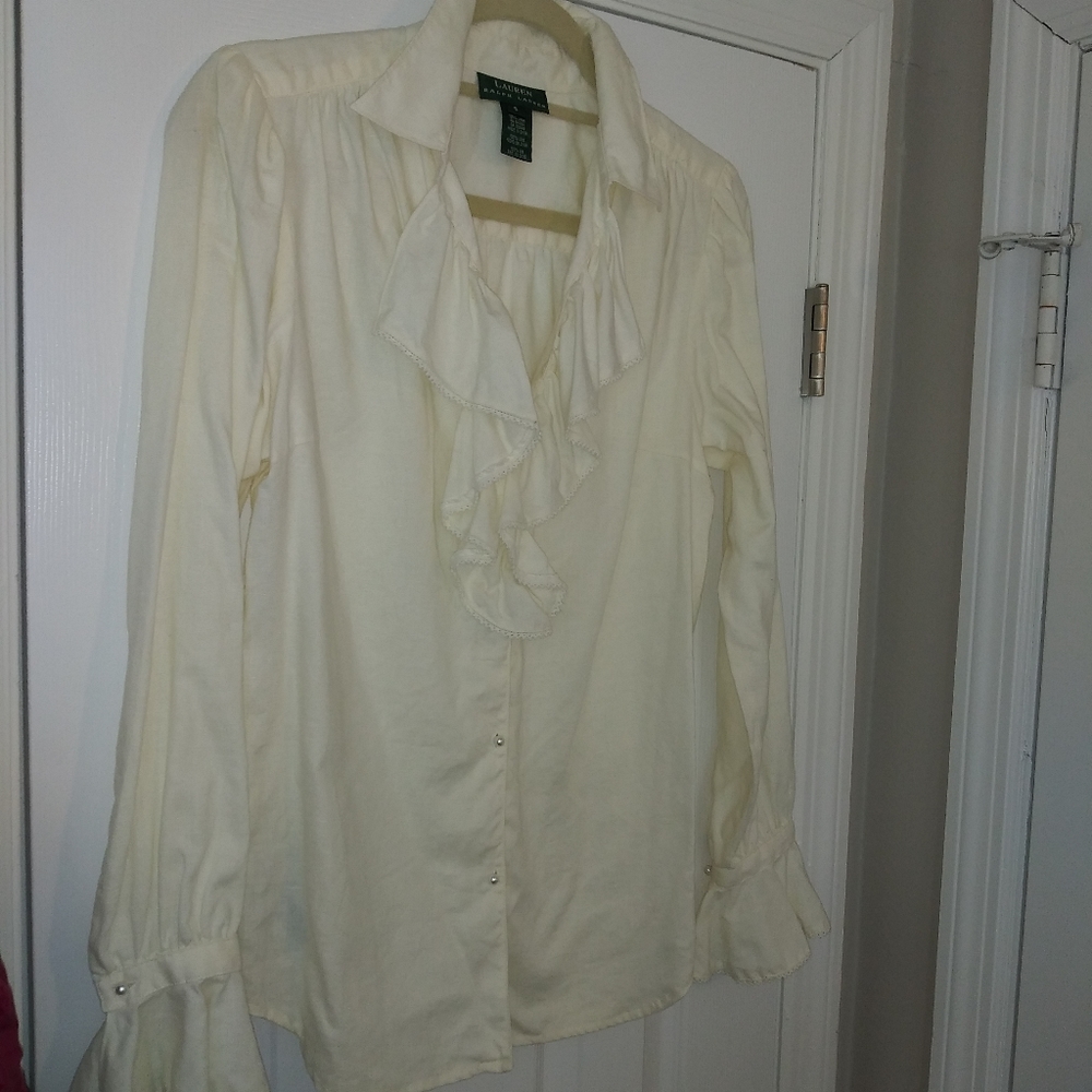 Ralph Lauren Romantic Ruffles Linen Blouse